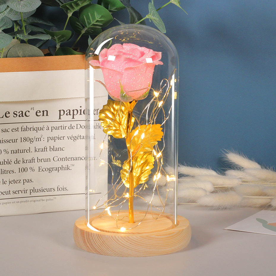 Enchanted Forever Rose Flower In Glass LED Light Home Decoration